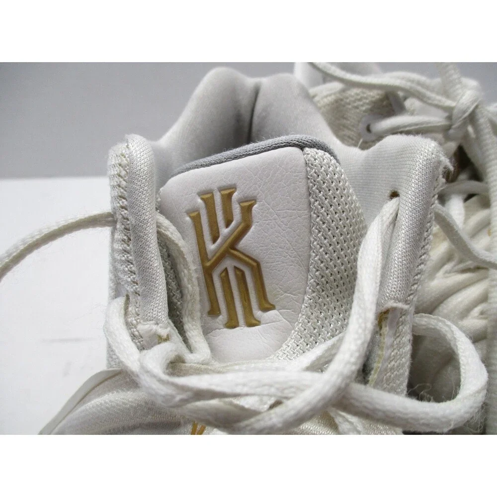 Nike Kyrie 5 GS Irish Sneakers Youth 7 White Metallic Gold AQ2456-170 EUC Read